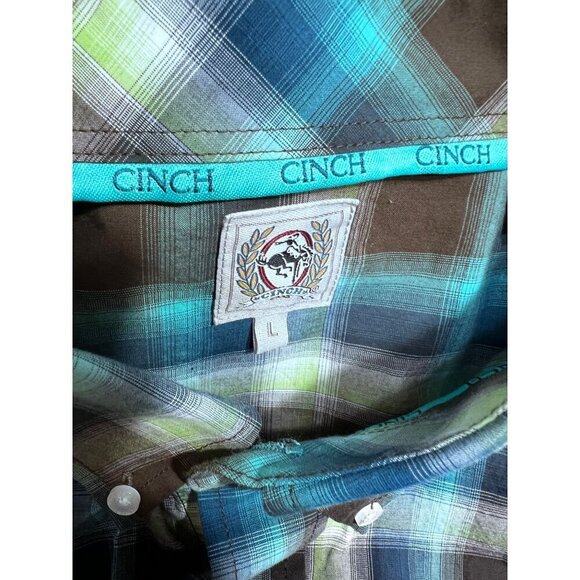 Cinch plaid button up western rodeo shirt mens size large - Picture 3 of 6